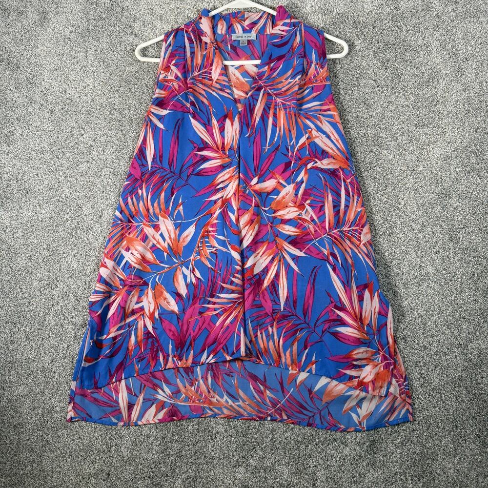 Floral & Ivy Tank Top Womens M Tropical Palm Leaf Resortwear Vacationcore Beach
